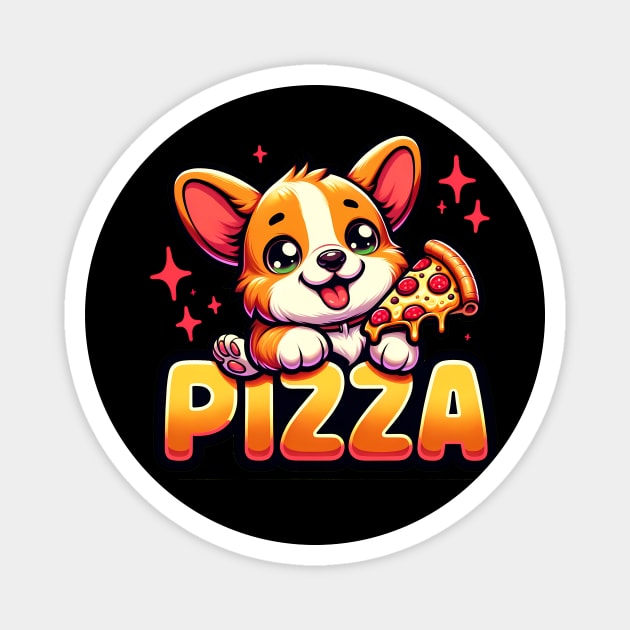 Funny Pizza Cute Corgi Dog Lover Magnet by logiamerch